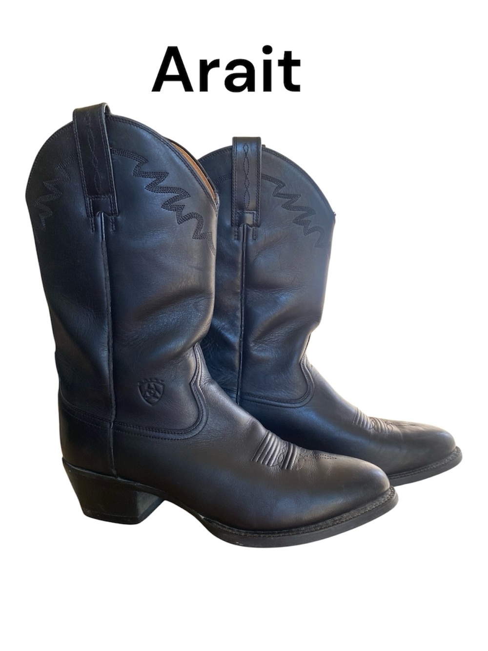 Ariat Heritage Roper Black Leather Western Cowboy Boots Men’s US 9D